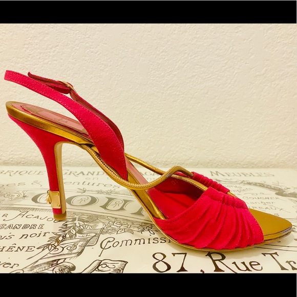 Christian DIOR- pink suede Slingback Heel Sandal - Picture 3 of 9